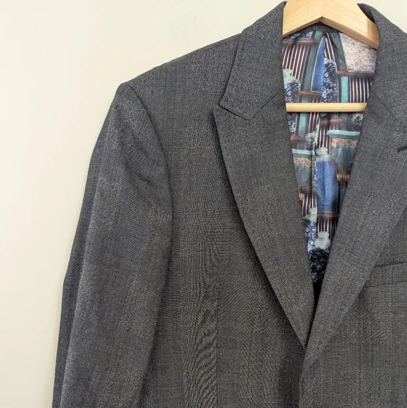 Ted Baker London Men's Modern Fit Blazer Grey Check Wool‎ Apothecary - Picture 6 of 16